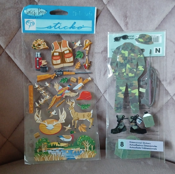 2/$20- Sticker Lot- Army, Camping, Fishing. Scrapbooking Supplies Embellishment… - Picture 2 of 7